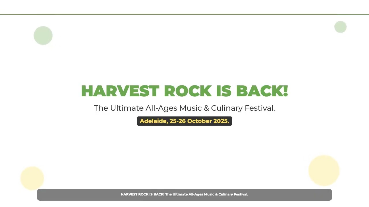 ADELAIDE EVENT ALERT! Harvest Rock 2025 is Adelaide's premier all-ages event Australia on 25-26 Octo