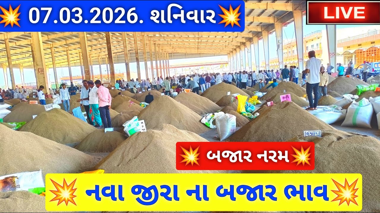 🔴live નવા જીરા ના બજાર ભાવ આજના જસદણ માર્કેટિંગ યાર્ડ, new cumin auction price today,March 7, 2026