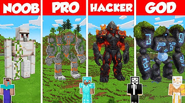 Golem Statue Build Battle Challenge - Noob vs Pro vs Hacker vs God - Minecraft Animation