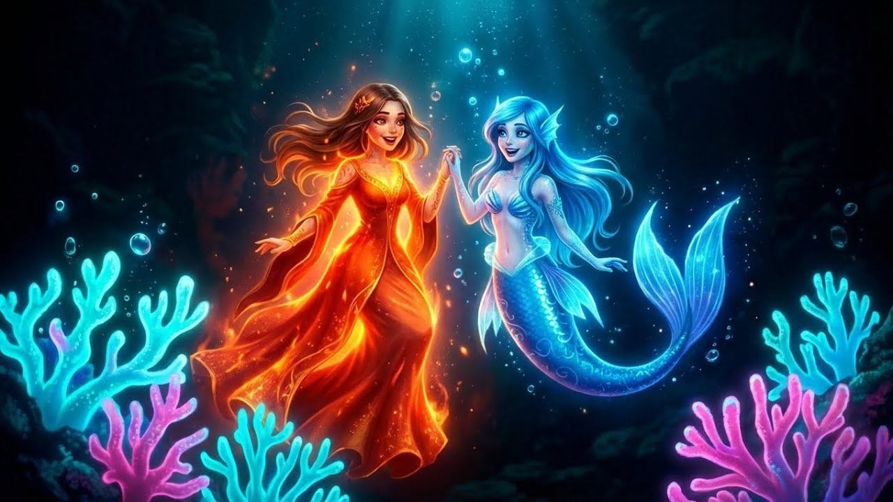 حكاية النور والظلام حورية البحر ضد سكارلت| Mermaid & Fire Princess vs Scarl – Magical Kids Adventure
