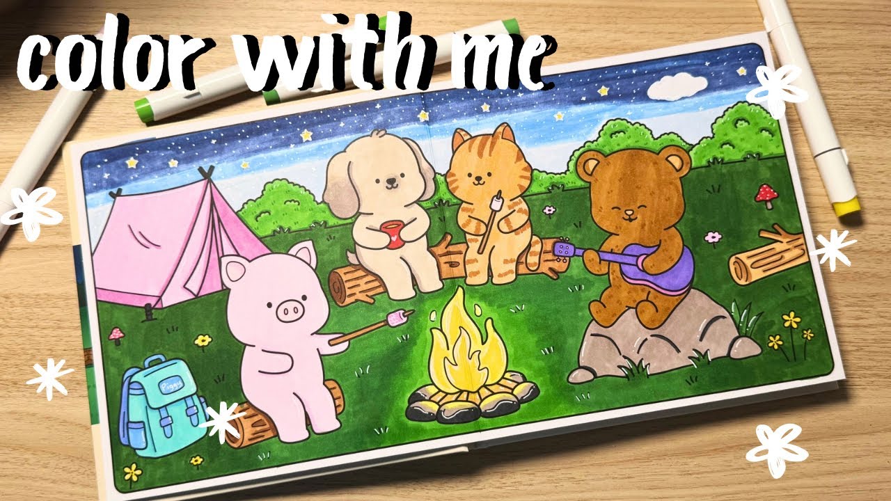 ASMR Coloring | Cozy Adventures by Wonderflat | Relaxing Lay Flat Coloring Book
