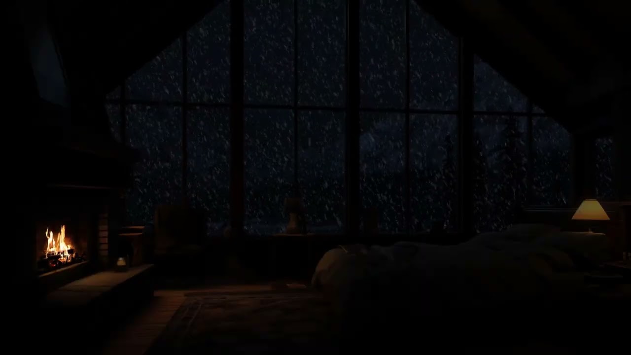 ❄️ Tranquil Snowy Escape – Flickering Fire, Frosted Windows & Serene Winter Night 🌙❄️