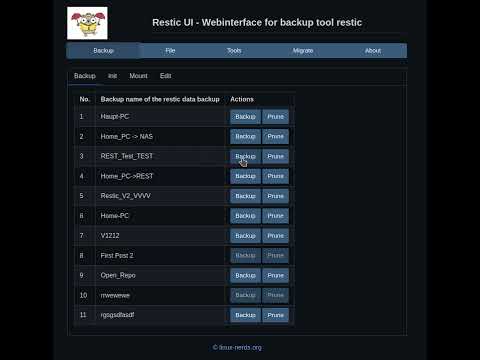 Restic UI - january 2023