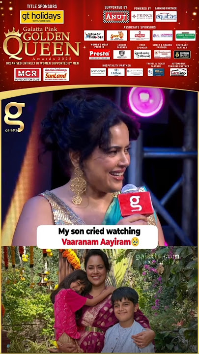 Sameera Reddy😍 My son saw that scene from Vaaranam Aayiram🥺❤️#galattapinkgoldenqueenawards