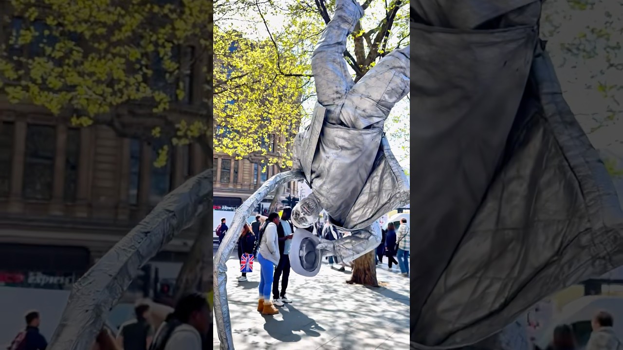 Kisses from the Firefighter living statue. 