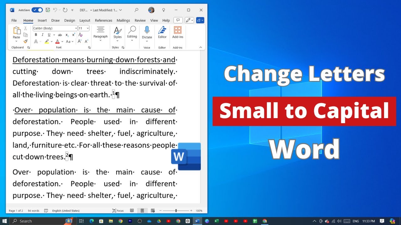 How to Change Small Letters to Capital Letter on Microsoft Word - YouTube