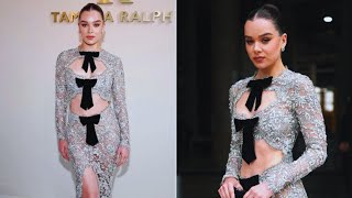 Hailee Steinfeld Dazzles in Sheer Lace Gown & Wedding Ring at Paris Fashion Week