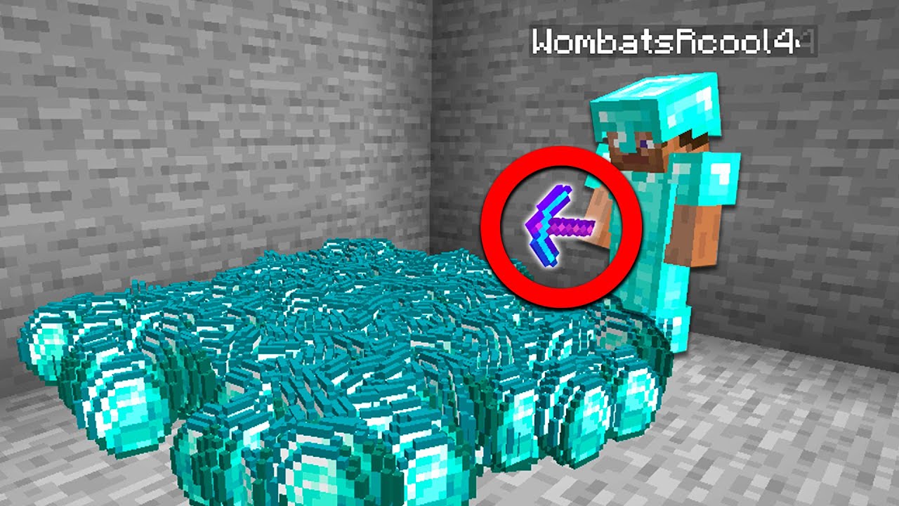 Minecraft steve uses fortune 30000 pickaxe