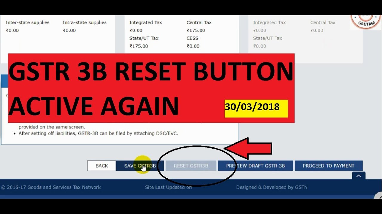 GSTR 3B RESET ACTIVATED AGAIN ||MARCH 2018|| LINK2NG ||