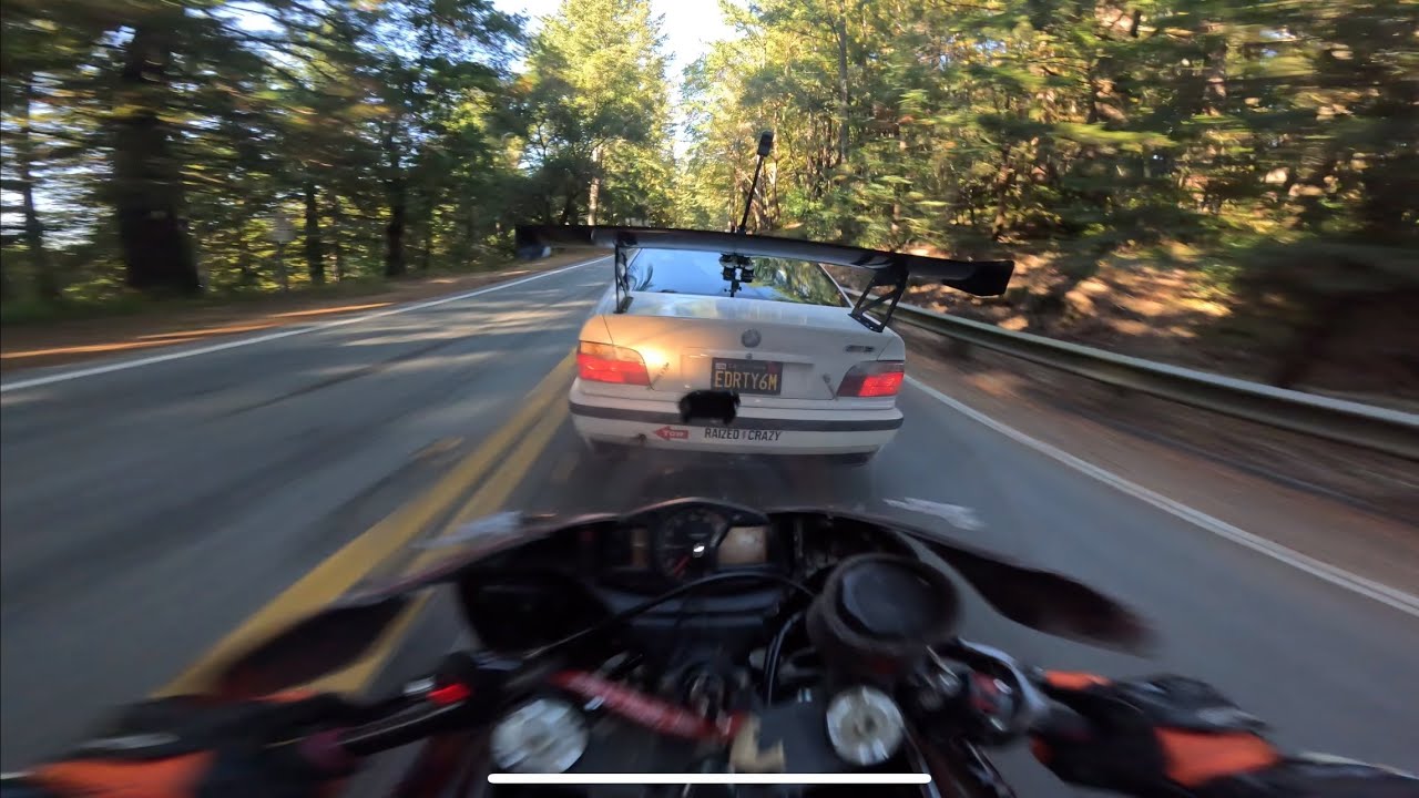 E36 M3 Chase down on CBR600RR.