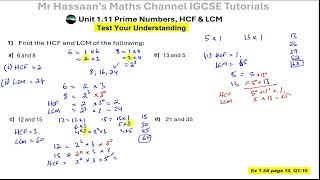 IGCSE Tutorial, Unit 1, Arithmetic [1], 1.11 Prime Factors, HCF & LCM, TYU