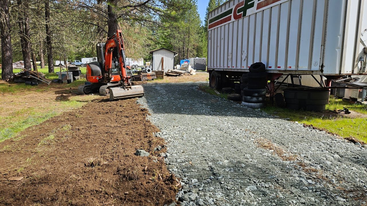 How to make a pad for a shipping container with the Kubota KX 040 4 ...
