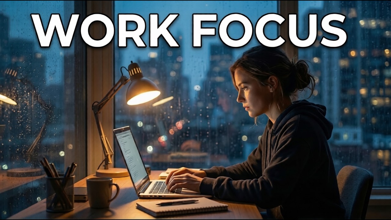 Rainy Night Work Focus Music | Calm Study & Productivity Ambience #workmusic #rainambience