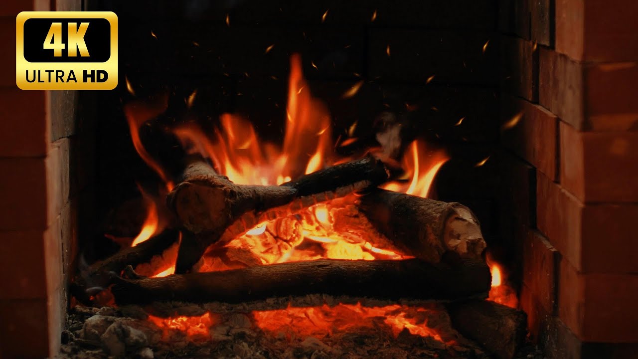 Real Brick Fireplace 4K 🔥 Crackling Fire Sounds for Sleep (11 Hours)