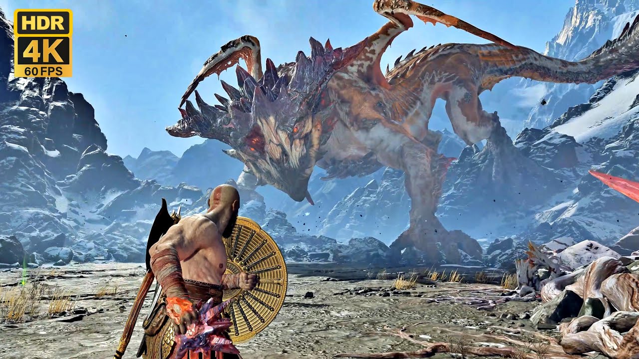 GOD OF WAR Бой с драконом-боссом 4K Ultra HD 60 кадров в секунду