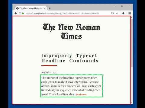 Manual letter-spacing is bad for screen readers