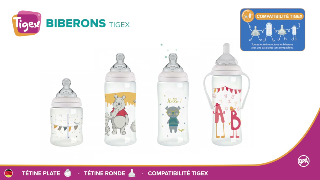 Biberon TRANSITION+ 300ml Winnie L'Ourson 0-6m - Tigex