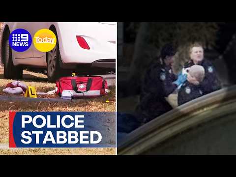Police officer hailed hero after stabbed in the neck on duty | 9 News Australia