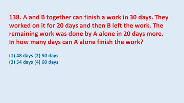 138. A and B together can finish a work in 30 days. They worked on it for 20 days || edu214