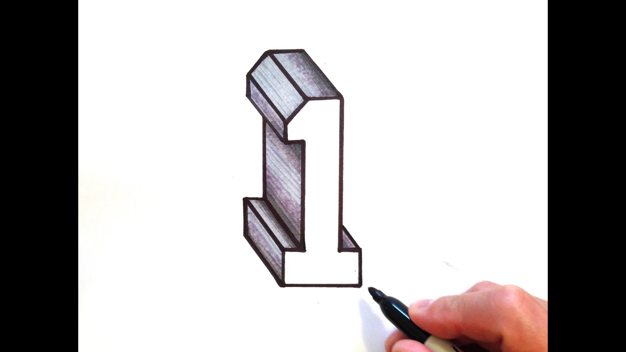 How to Draw the Number 1 in 3D - YouTube