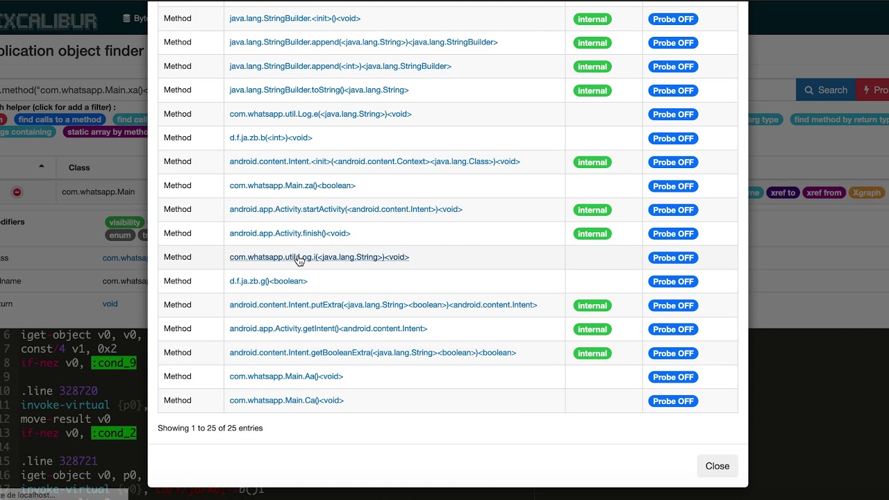 Dexcalibur : less than 1 min to hook 61 methods ? Not a problem.