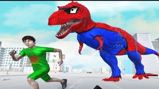 🦖 Spider Dino vs Running Boy | Angry Dinosaur City Rampage Gameplay screenshot 5