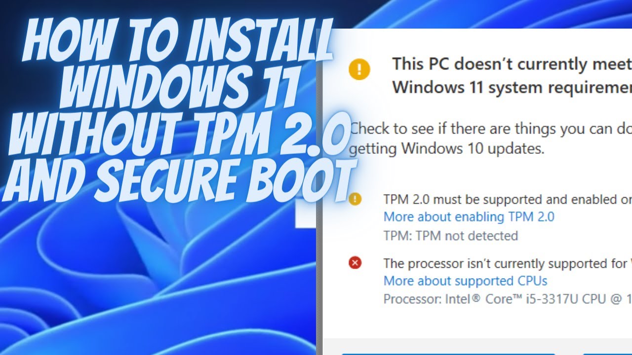 How to install windows 11 on unsupported pc | NO TPM | NO SECURE BOOT ...