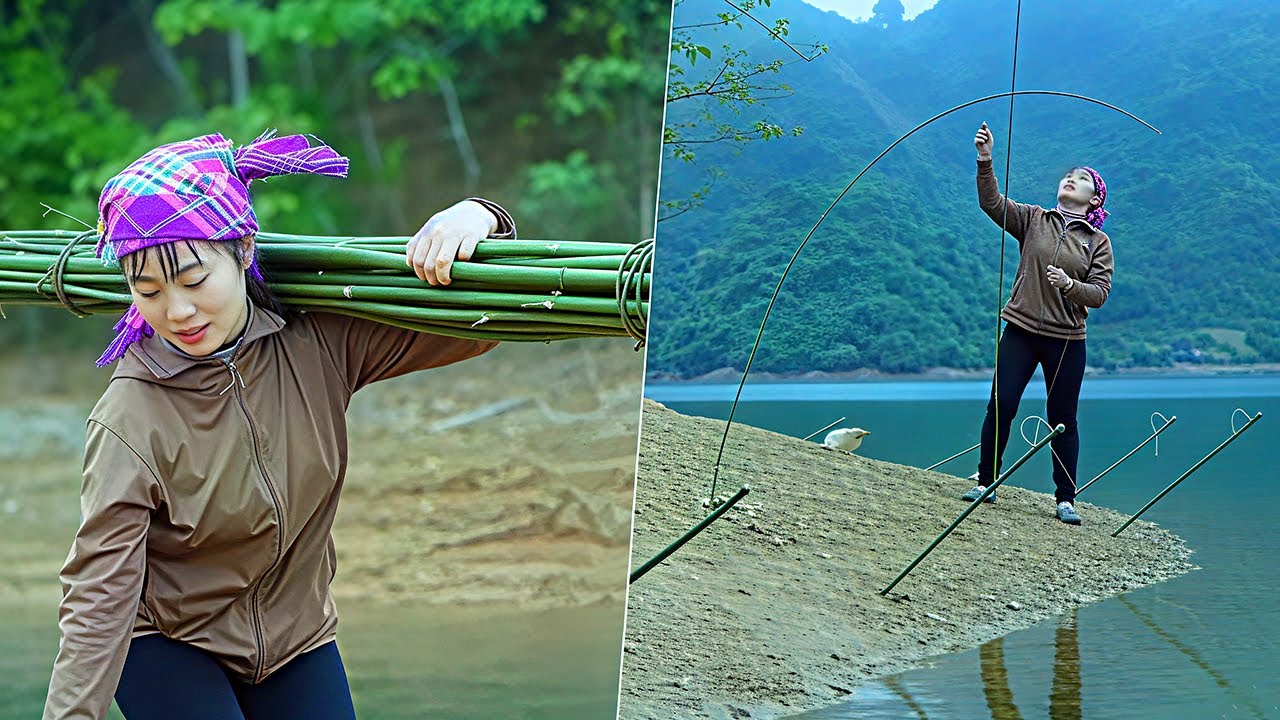 How to Build a Powerful Automatic Bamboo Fishing Rod (Solo Mom DIY)