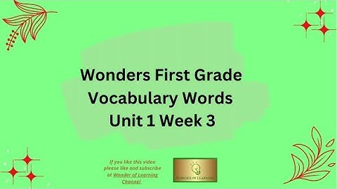 Wonders First Grade Unit 1 Week 3 Vocabulary