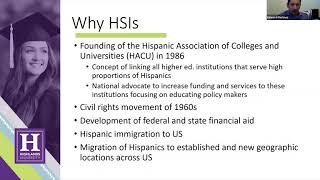 HU Talk with Dr. Edward Martinez Hispanic Serving Institutions A Brief History on their Importance