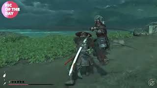 Atsu Onryo takes out the Elite Black Guards blocking the bridge, and this happens in Ghost of Yotei.