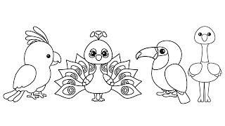 How to Draw Birds. Easy Drawing Collection for Kids Step by Step