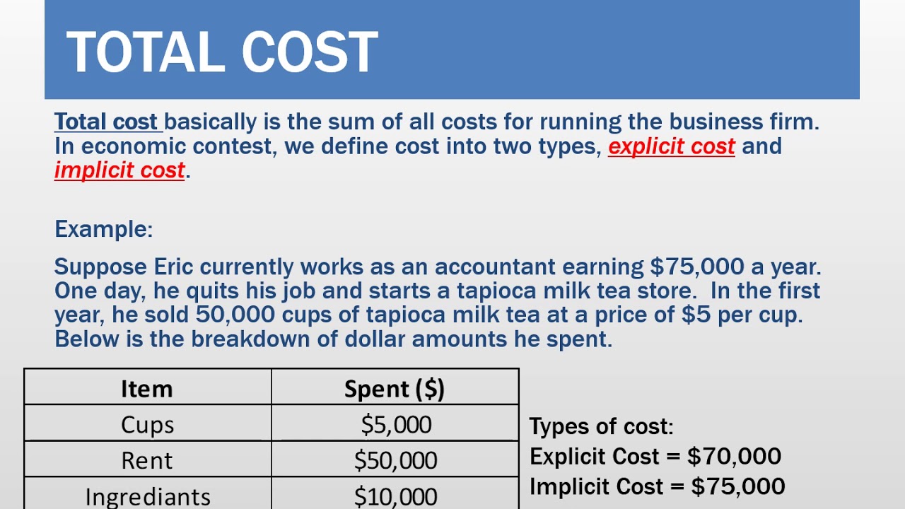 Microeconomics - Cost and Production (Part 1)