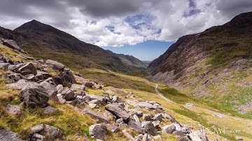 Time lapse clouds over the Pass of Llanberis, Snowdonia, Wales