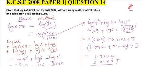 LOGARITHMS|K.C.S.E PAPER 1 2008|QUESTION 14