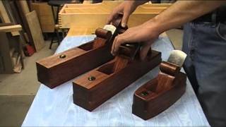 A set of three wooden bench planes built with a combination of CNC and hand work. The material is quarter-sawn bubinga. The A-2 