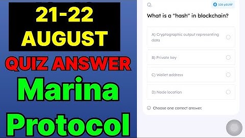 Marina Protocol Quiz Answer 21 August | Marina Protocol Today Answer | Marina Protocol Daily Quiz