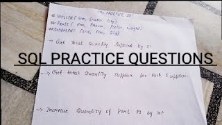 PRACTICE SQL QUESTIONS ON SUPPLIER DATABASE|#masterSQL