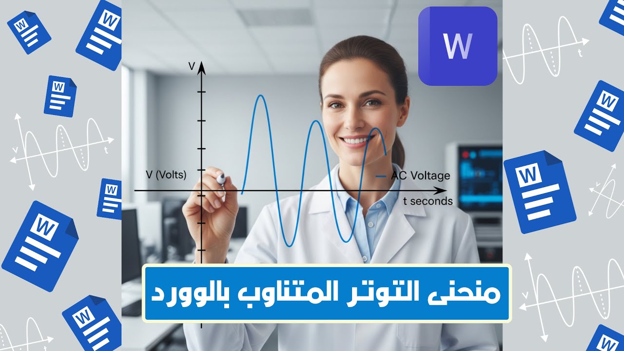 تعلم انشاء منحنى توتر متناوب ببرنامج وورد فقط في ثوان