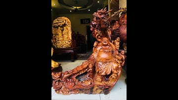 TƯỢNG GỖ DI LẶC NGŨ TIỂU NGỰ RỒNG GỖ HƯƠNG TA NGHỆ NHÂN ĐỤC KĨ VÀ SẮC NÉT