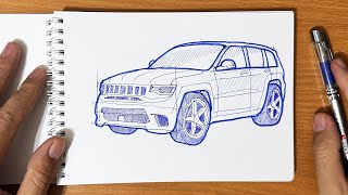 How to draw a JEEP GRAND CHEROKEE TRACKHAWK 2018 || Drawing jeep srt trackhawk