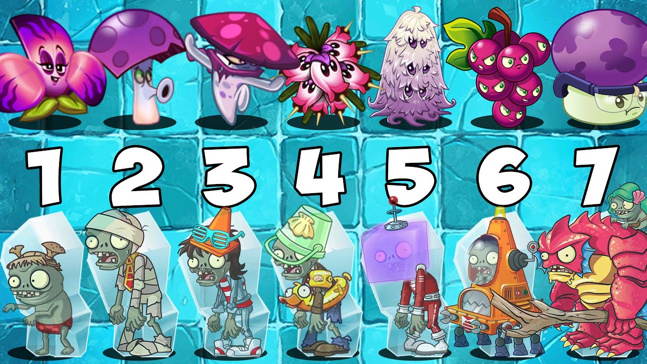 PvZ 2 Challenge - All Plants Power Up vs 35 Frozen Random Team Zombies ...