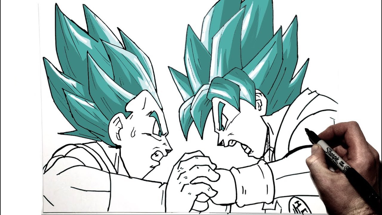 How To Draw Vegeta Vs Goku Step By Step Dragonball Youtube