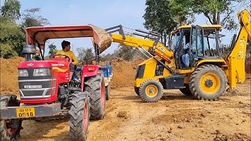 Jcb 3dx Backhoe Machine Loading Red Mud In Mahindra Yuvo 415 DI Tractor | Jcb and Tractor Cartoon