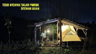 Rain camping | staying in a field hut accompanied by a campfire