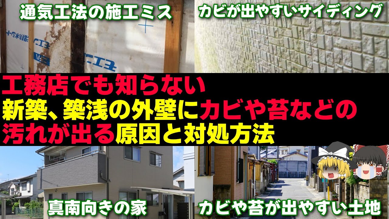 工務店でも知らない新築、築浅の外壁にカビや苔などの汚れが出る原因