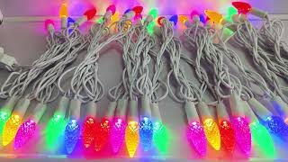 Multi Colored C6 LED Christmas Lights on White Wire