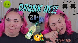 DRUNK MAKEUP TUTORIAL Q&A FAIL!!