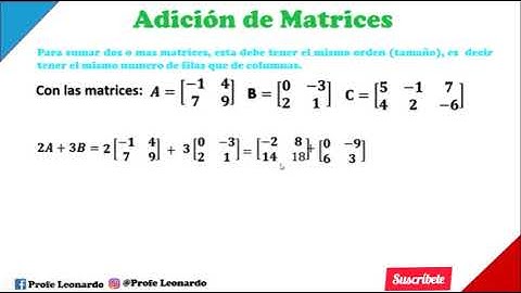 ADICIÓN DE MATRICES/ SUMA DE MATRICES