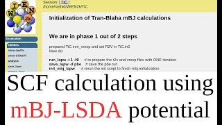 WT04: SCF calculation using mBJ-LSDA exchange correlation potential with WIEN2k screenshot 4